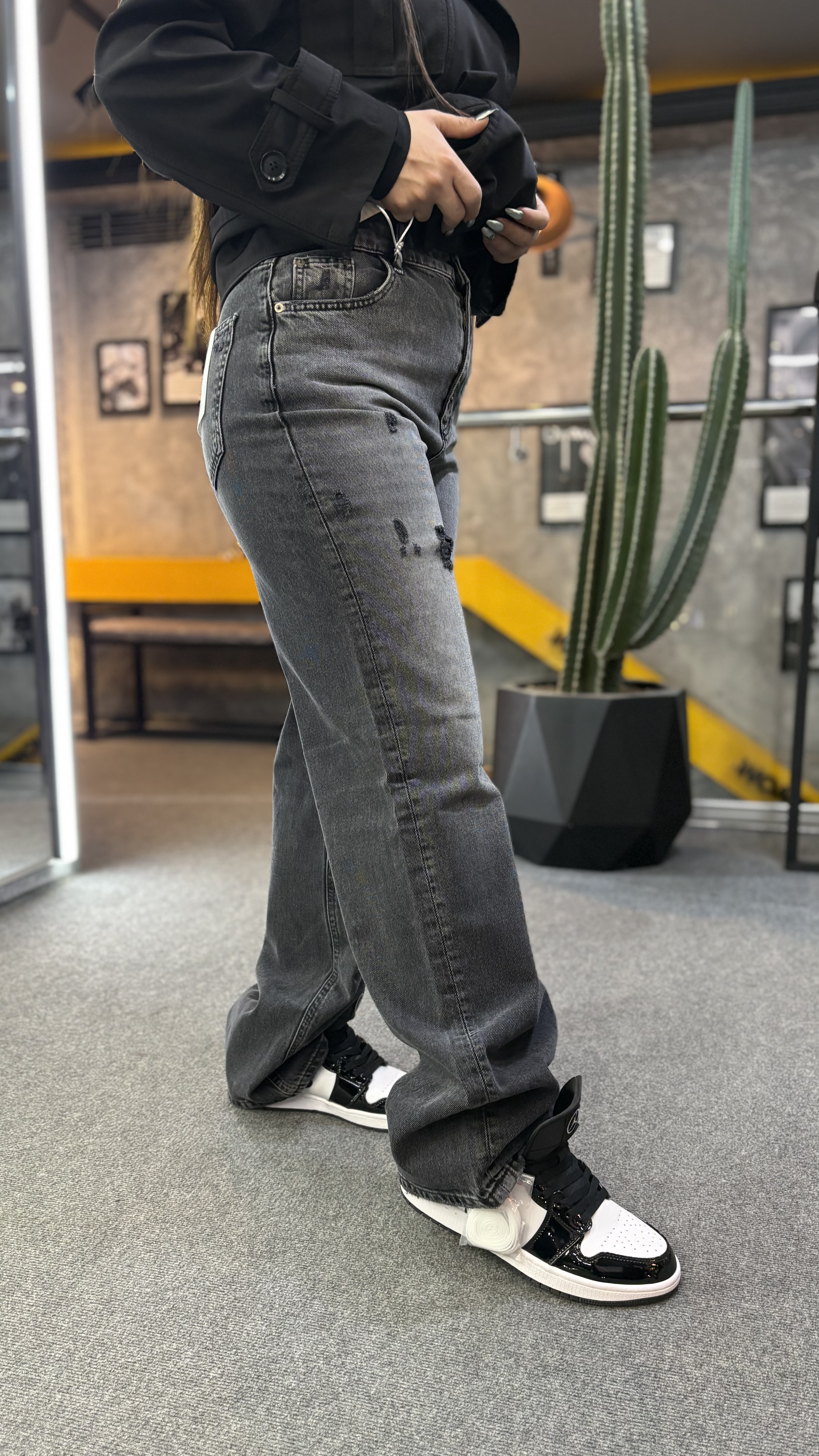 شلوار جین استریت زغالی سنگشور