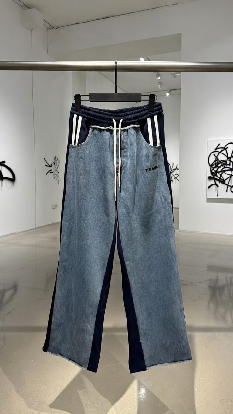 شلوار اسلش ترکیبی جین پرادا